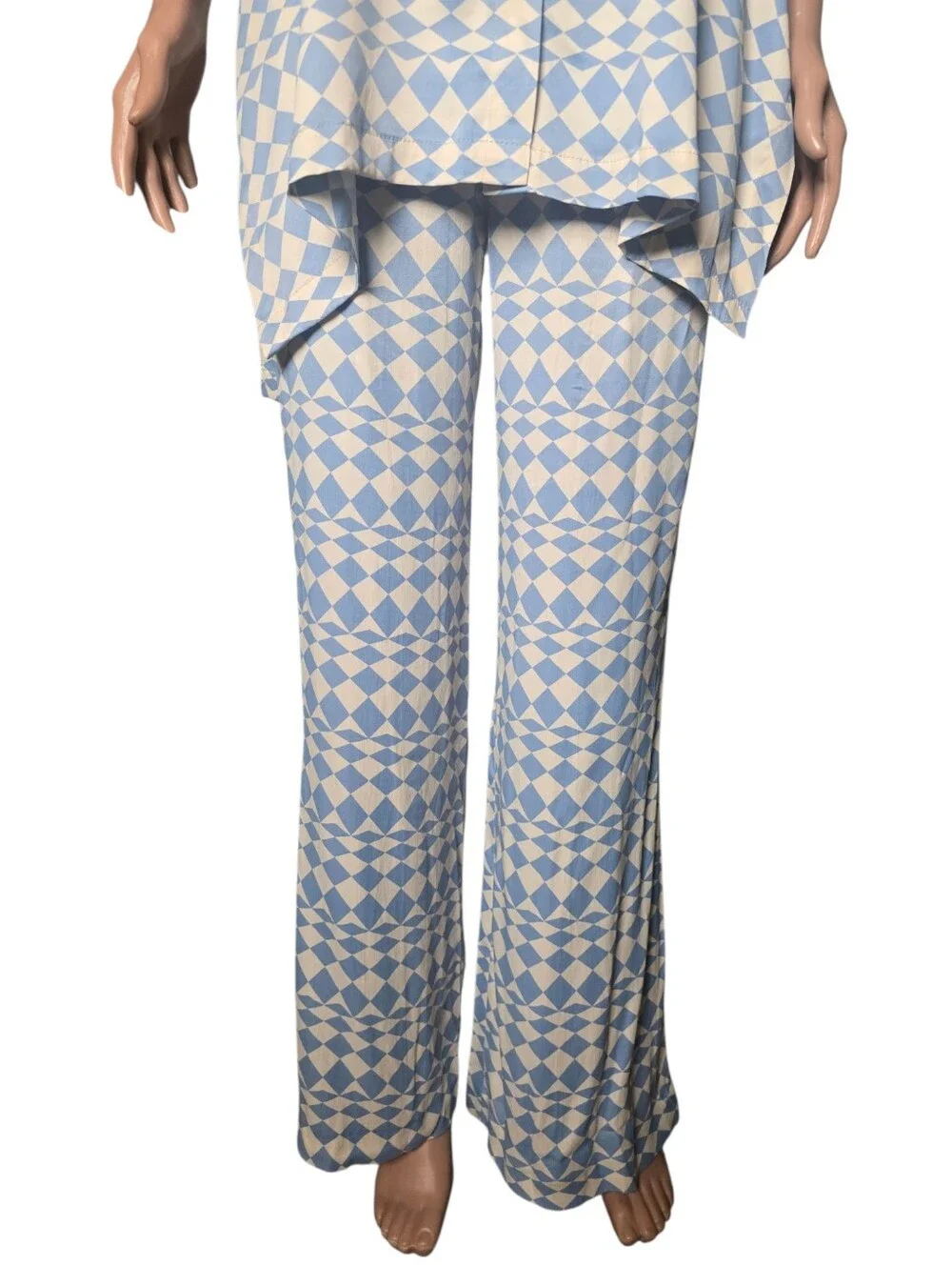 Zara Geometric/Diamond Print Satin Shirt and Trouser Matching Set